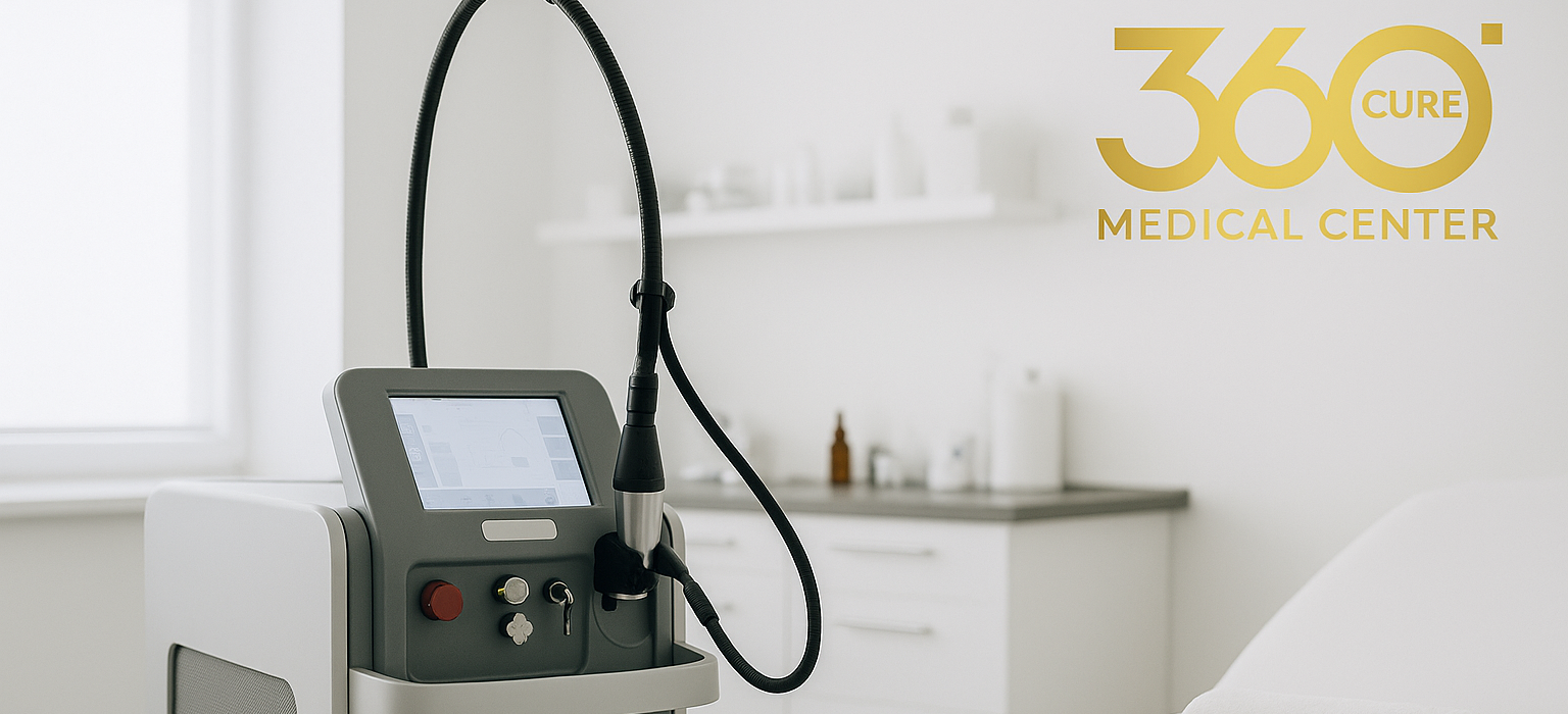إزالة الشعر بالليزر جهاز Candela GentleMax Pro داخل غرفة علاج في مركز 360 الطبي