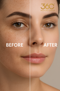 Laser skin treatment results before and after at 360 Cure Medical Center